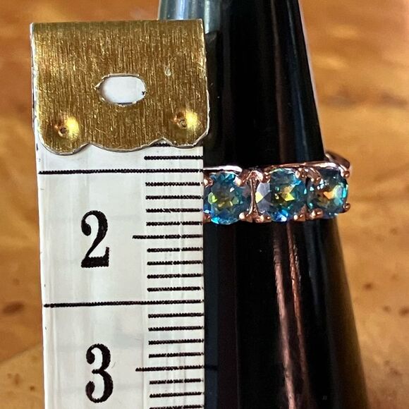 Genuine Blue Mystic Topaz Sterling Silver Ring Size 6 - Picture 6 of 8